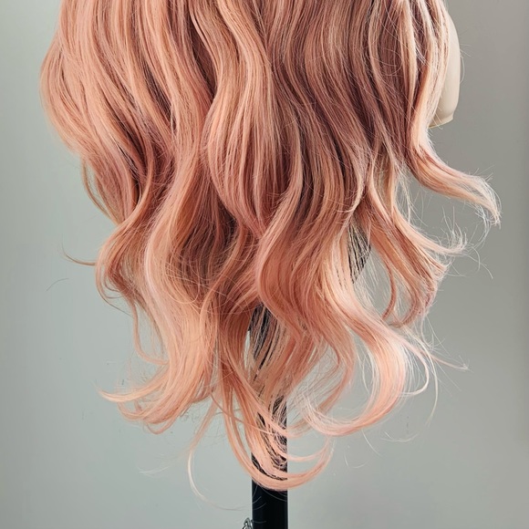 Long 28” Dusty Pink Versatile 13x2.5 Lace Front Premium Synthetic Fiber Wig - Picture 16 of 16